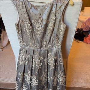 Eliza J Gray and Cream Floral Midi Dress